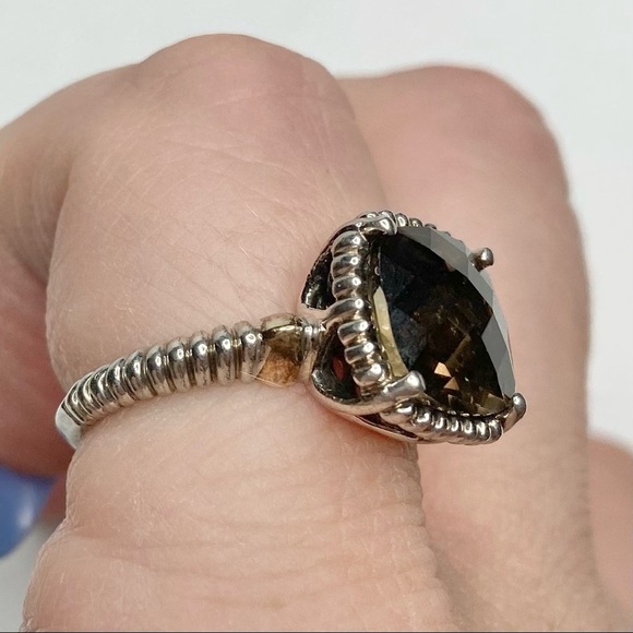 14K EMA Signed Smoky Topaz Quartz & Sterling Ring Size 7 LIKE NEW - Picture 13 of 16